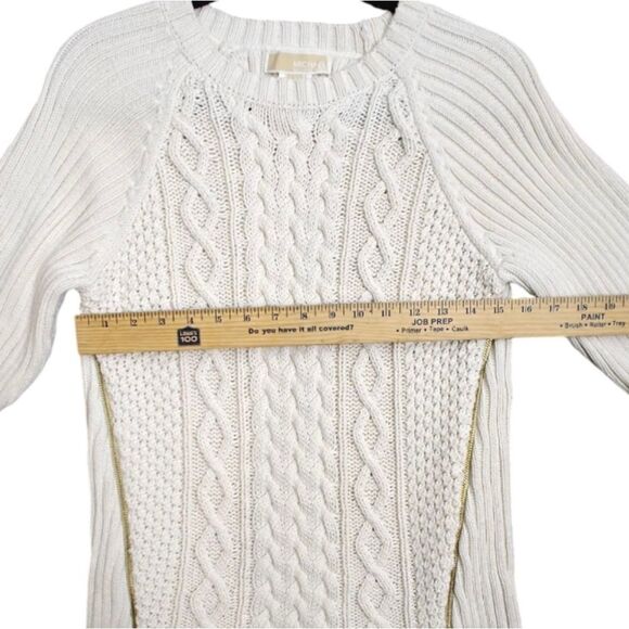 NWOT Michael Kors Ivory Cream Cable Knit Sweater with Gold Zippers Size L - Picture 6 of 9